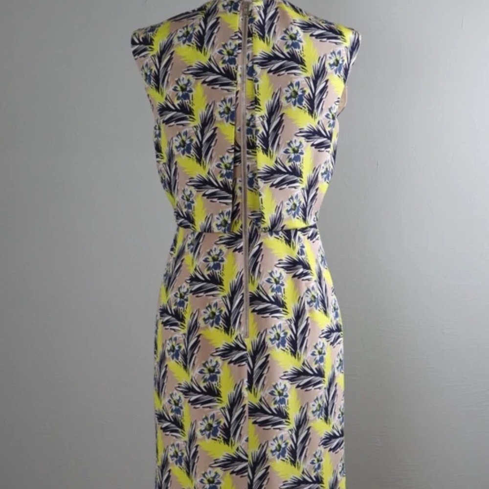 J.Crew Sleeveless Floral Sheath Dress - Yellow - Navy - Size 10 - Picture 7 of 10